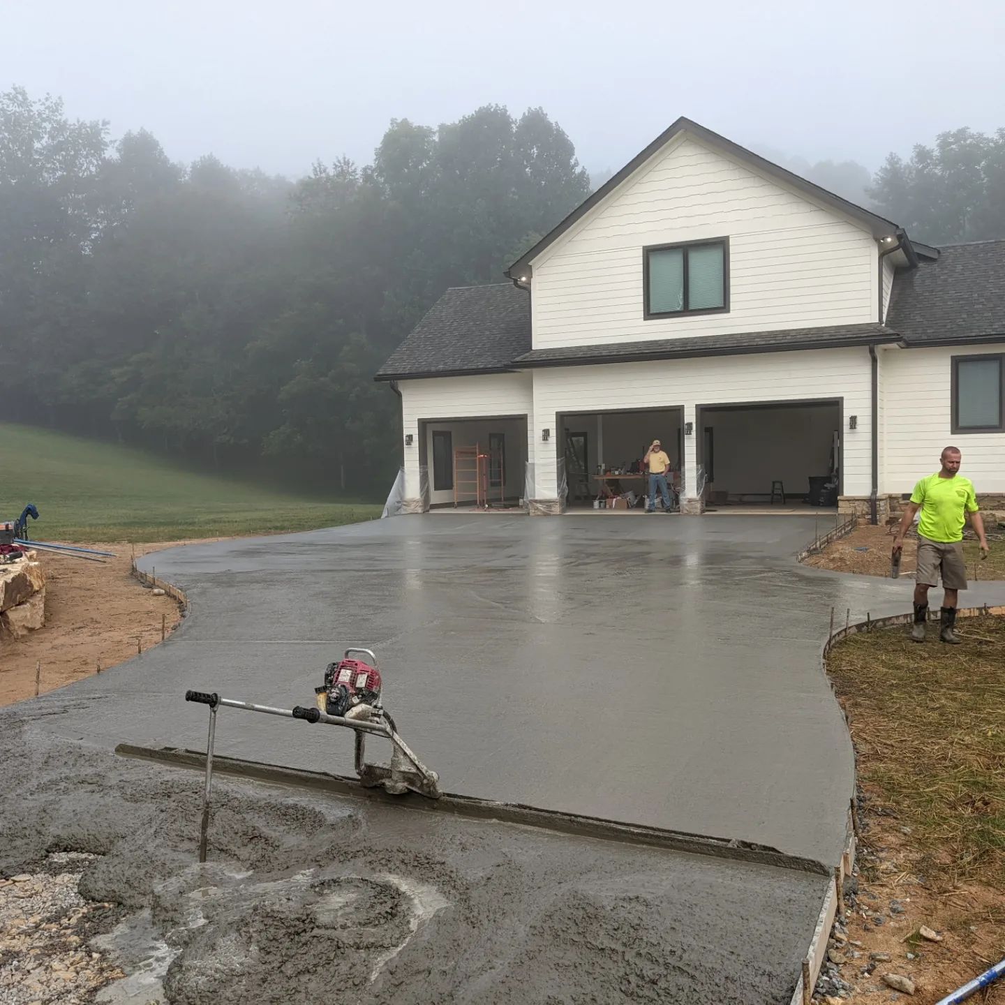 Large residential concrete driveway