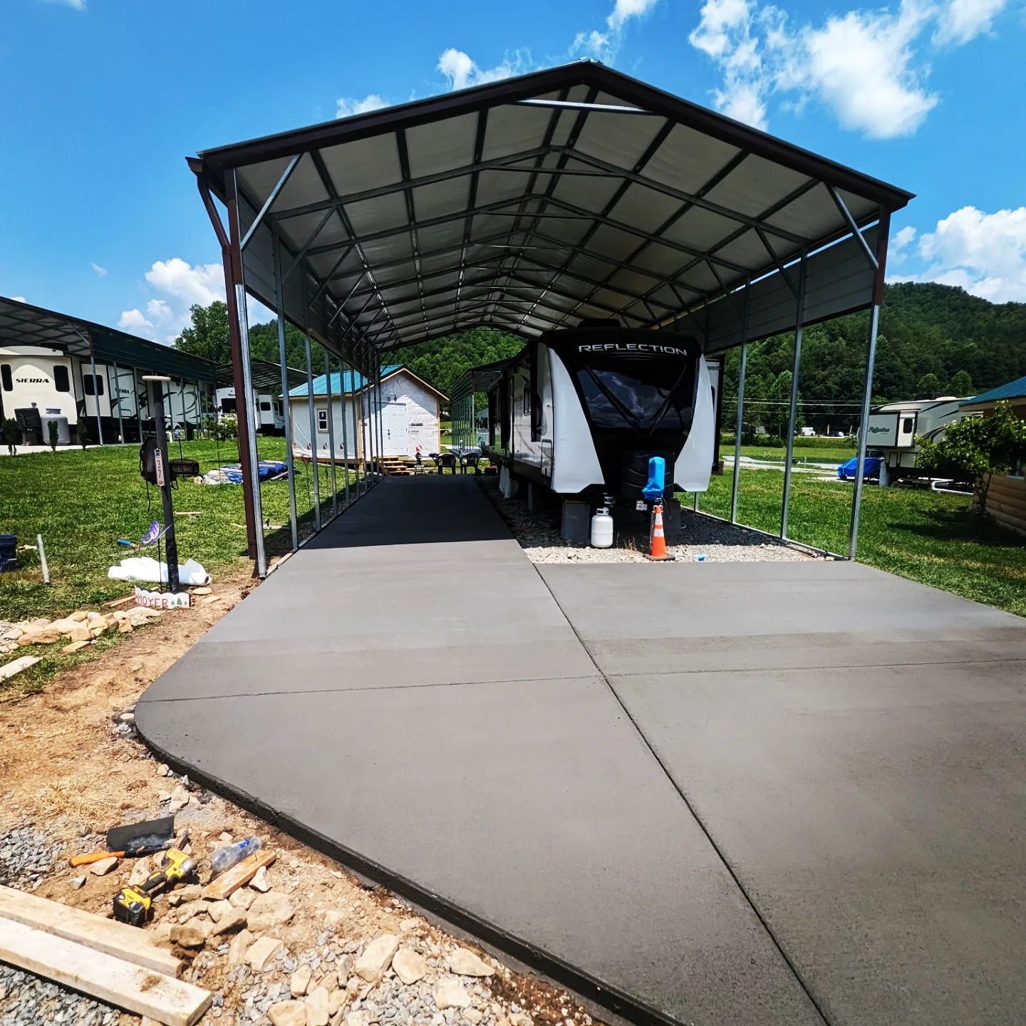 Camper and shed concrete pour